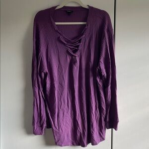 Torrid size 2 Purple Long Sleeve with Crisscross Neckline. Excellent condition!